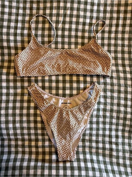 PacSun Other - PacSun Beige Brown Diamond Print Bikini